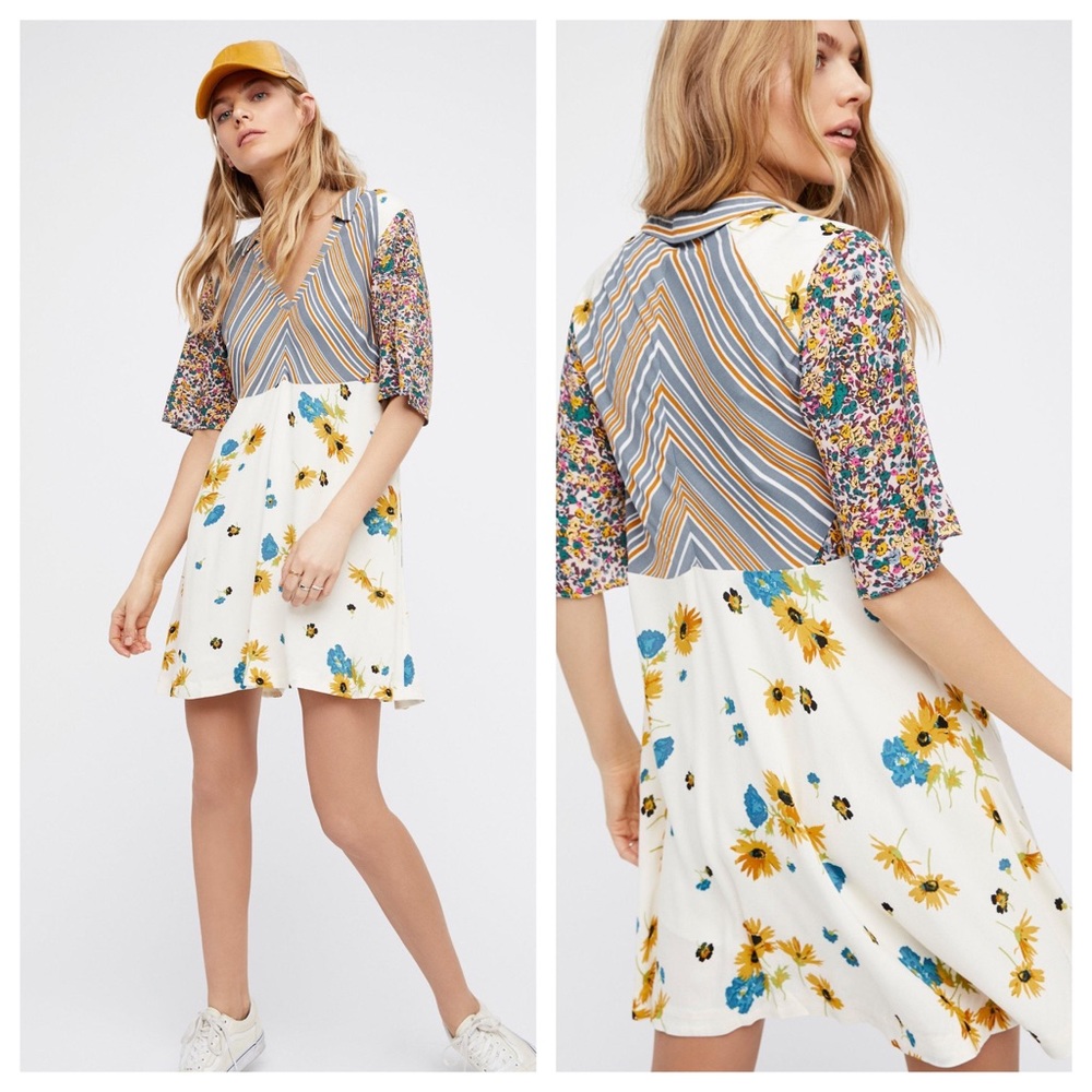 Free People Mix it Up floral mini dress
